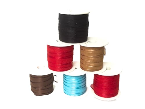 Organzaband, 10 mm, 25 m Rolle, 6 Rollen in 5 Farben zum Dekorieren basteln verpacken für Schmuck Ketten Armbänder etc, von Creative-Beads