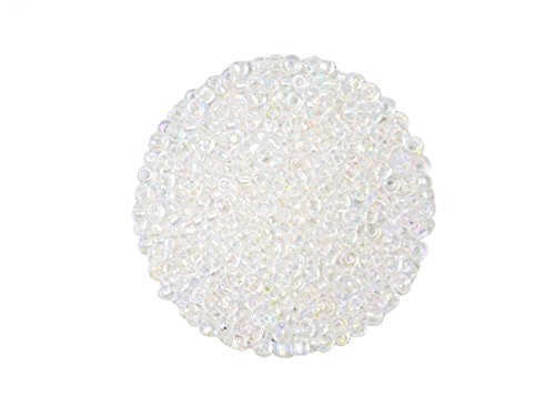 Rocailles, Glasperlen, 9-0, 2.6mm, Rainbowlüster, 50gr.-mehr als 3000 Perlen- Beutel. zum auffädeln, basteln, dekorieren. Schmuck selber machen, crystal, von Creative-Beads