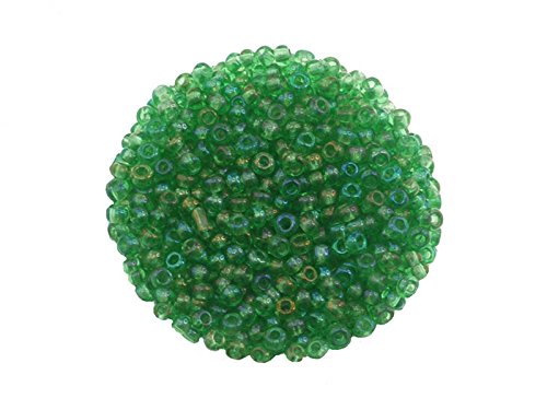 Rocailles, Glasperlen, 9-0, 2.6mm, Rainbowlüster, 50gr.-mehr als 3000 Perlen- Beutel. zum auffädeln, basteln, dekorieren. Schmuck selber machen, grün, von Creative-Beads