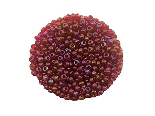 Rocailles, Glasperlen, 9-0, 2.6mm, Rainbowlüster, 50gr.-mehr als 3000 Perlen- Beutel. zum auffädeln, basteln, dekorieren. Schmuck selber machen, hellrot, von Creative-Beads