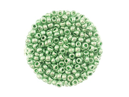 Rocailles Glasperlen, 2.6 mm, Metallfarben, 14g r. ca, 800 Perlen Döschen, grün zum auffädeln für Armbänder Ketten Ohrringe von Creative-Beads