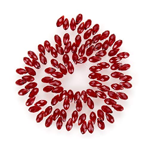 2 Stränge Tschechische 12 mm Facettierte Tropfenform Birne Briolette Kristall Tropfen Perlen Siam Rot (188-196 Stück) für Schmuckherstellung CCT2-5 von Creative Club