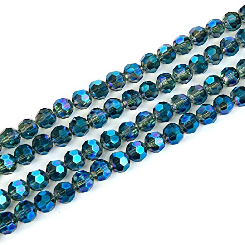 CC2R836 tschechische Glasperlen, 8 mm, facettiert, rund, lose Perlen, Peridot-Schimmer (330–340 Stück) für Bastelarbeiten, Schmuckherstellung, 5 Stränge von Creative Club