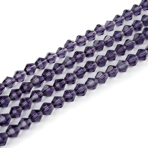 CCB427 Glasperlen, facettiert, Doppelkegel, lose Glasperlen, 4 mm, kleiner Amethyst, Violett (870–900 Stück) für Bastelarbeiten, Schmuckherstellung, 10 Stränge von Creative Club
