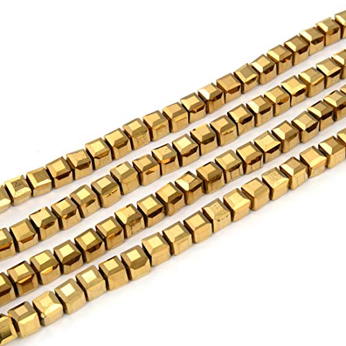 CCC833 Glasperlen, facettiert, würfelförmig, lose Perlen, Abstandhalter, Großpackung, 8 mm, Gold Aurum, 190–196 Stück, 2 Stränge von Creative Club