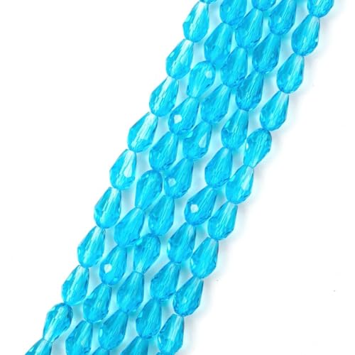CCT-1210 tschechische Glasperlen, facettiert, tropfenförmig, lose Perlen, Abstandhalter, Aquamarinblau, für DIY-Schmuckherstellung, 120 Stück von Creative Club