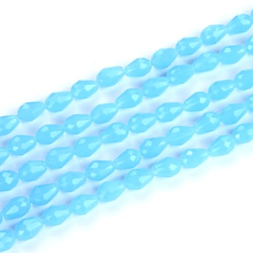 CCT-1231 tschechische Glasperlen, facettiert, tropfenförmig, lose Perlen, Abstandshalter, Großpackung, blauer türkisfarbener Opal, für DIY-Schmuckherstellung, 300 Stück von Creative Club
