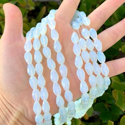 CCT-1234 tschechische Glasperlen, facettiert, tropfenförmig, lose Perlen, weißer Opal, für DIY-Schmuckherstellung, 120 Stück von Creative Club
