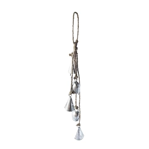 Creative Co-op Handgefertigte Metallglocken zum Aufhängen, 30,5 cm hoch, mit Juteseil, Antik-Silber-Finish von Creative Co-op