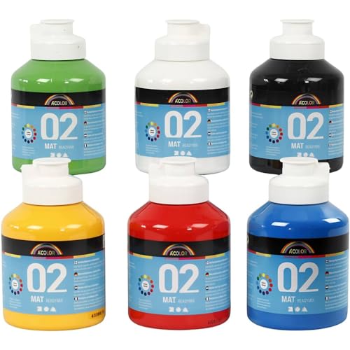 A-Color Acrylfarbe Primärfarben Sortiment Matt 32132 von Creativ Company - Farbschule Sortiment zur Acrylmalerei und für Acrylbilder. 6 x 500 ml. A-Color Acrylfarbe Primärfarben Sortiment Matt 32132 von Creativ Company - Farbschule Sortiment zur Acrylmalerei und für Acrylbilder. 6 x 500 ml. von Creative Company