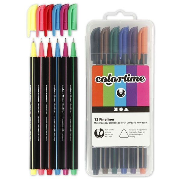 Fineliner Stifte-Set von Colortime, 12er Pack mit Spitzenstärke 5 mm von Creative Company