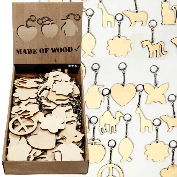 Großpackung Schlüsselanhänger aus Holz für Kreative, 128 Stück, 7cm Großpackung Schlüsselanhänger aus Holz für Kreative, 128 Stück, 7cm von Creative Company