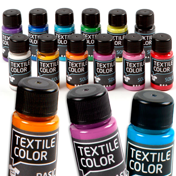Stoffmalfarben-Set, 12 Fl. Color Set Solid, hochwertig, Bügelfixierung von Creative Company