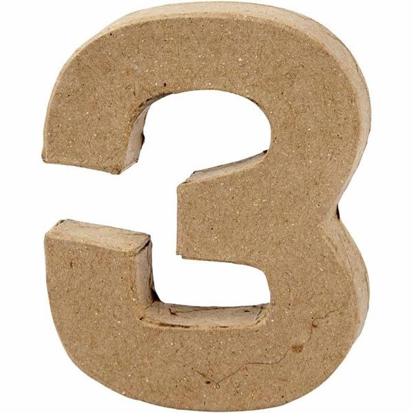 Zahl 3, handgearbeitet aus Pappe, zum Basteln, Bemalen, Verzieren Zahl 3, handgearbeitet aus Pappe, zum Basteln, Bemalen, Verzieren von Creative Company