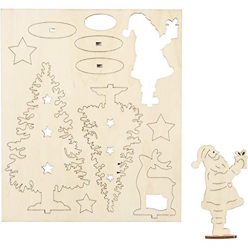Zusammensteckbare Holzfiguren, Weihnachtsmann, Weihnachtsbäume, Hirsch, L 20 cm, B 17,5 cm, Sperrholz, 1Pck, Stärke: 3 mm Zusammensteckbare Holzfiguren, Weihnachtsmann, Weihnachtsbäume, Hirsch, L 20 cm, B 17,5 cm, Sperrholz, 1Pck, Stärke: 3 mm von Creative Company