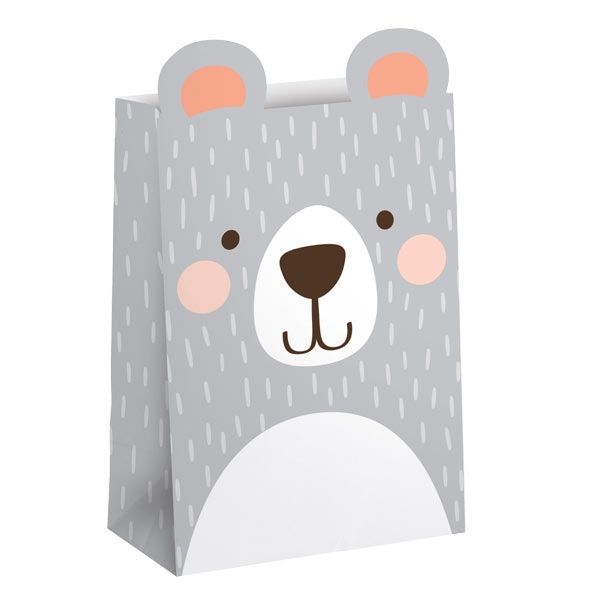 Bärchen Party Papiertütchen, 8er, 11,4cm x 20,3cm Bärchen Party Papiertütchen, 8er, 11,4cm x 20,3cm