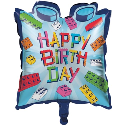 Block Bash Happy Birthday Toy Blocks Balloon von Creative Converting