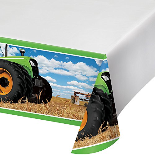 Creative Converting Traktor Time Kunststoff-Tischdecke, 1 Stück, Mehrfarbig, 54 x 102 cm von Creative Converting