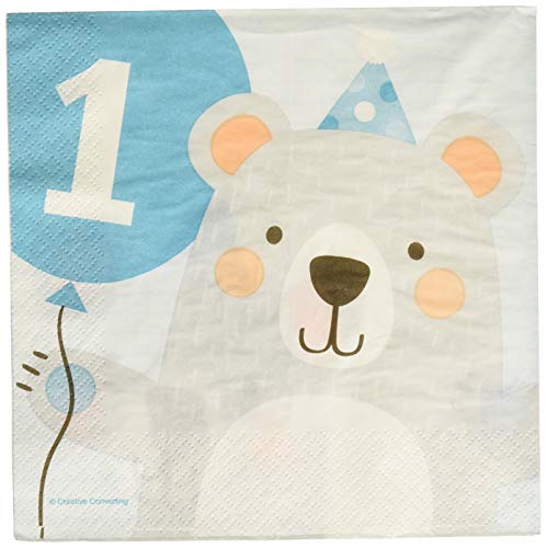 Creative Party Blue Bear Papierservietten zum 1. Geburtstag, 2-lagig, 16 Stück von Creative Converting