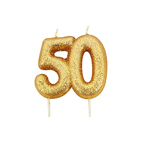 Anniversary House AHC207 Geburtstagskerze, Zahl 50, Tortenaufsatz zum 50. Geburtstag, 7 cm, Metallic-Gold Anniversary House AHC207 Geburtstagskerze, Zahl 50, Tortenaufsatz zum 50. Geburtstag, 7 cm, Metallic-Gold von Anniversary House