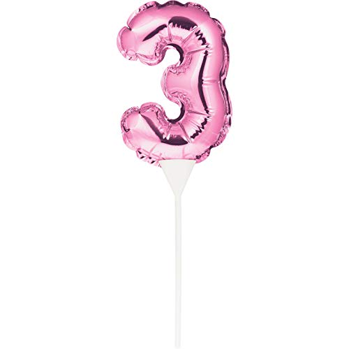 Creative Converting Folienballon, selbstaufblasend, 23 x 9 cm, Nummer 3, Rosa, 8C337522 von Creative Converting