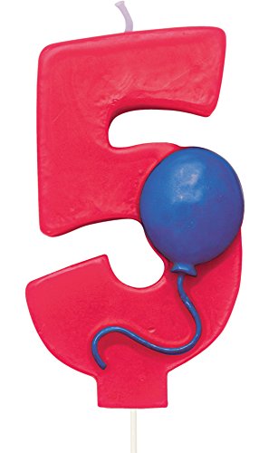 Creative Converting Geburtstagskuchenkerze in Form einer Zahl mit Ballon 5 rot von Creative Converting