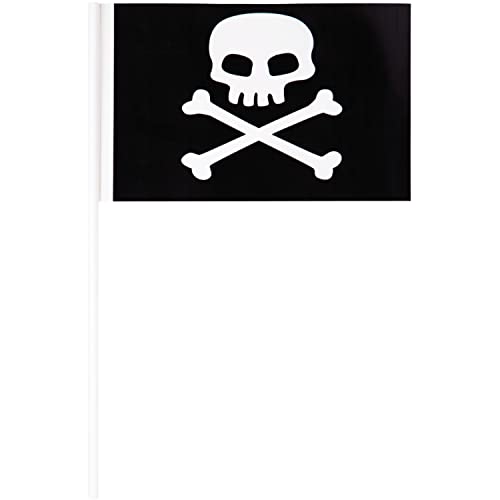 Creative Converting PC013103 Schwarze Kunststoff-Flaggen mit Piraten-Motiv, 25,4 cm, 8 Stück, plastik, Vergrabener Schatz von Creative Converting