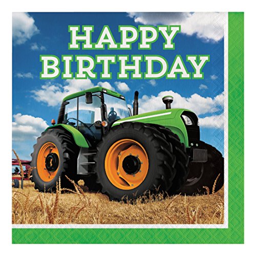 Creative Converting Papierservietten, Happy Birthday, Traktor Time, 16,5 x 16,5 cm, mehrfarbig von Creative Converting