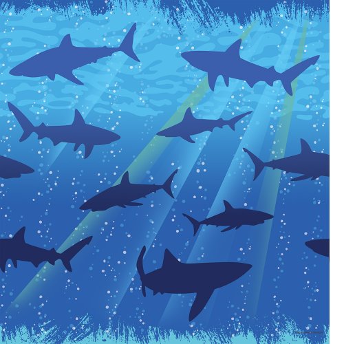 Creative Converting Shark Splash Kunststoff-Tischdecke, rechteckig, 137 x 274 cm von Creative Converting
