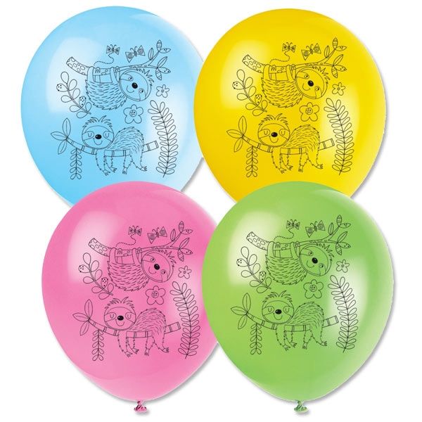 Faultier Latexballons, 8er Pack, Ø&nbsp;25cm, aus Naturkautschuk-Latex von Creative Converting