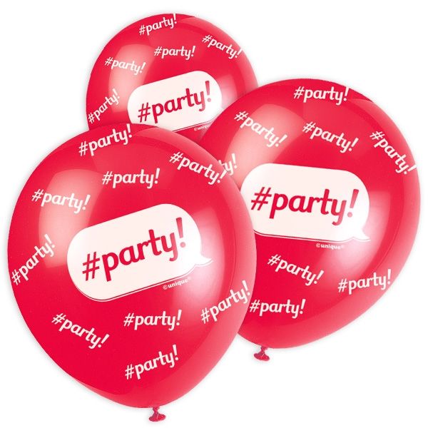 Luftballons "#party!" 5 Stk, 30,4cm, rot von Creative Converting