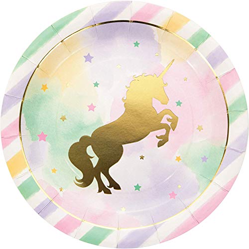 Creative Convertting - Teller 23 cm metallic Unicorn Sparkle, mehrfarbig, 8C329409 von Creative Converting