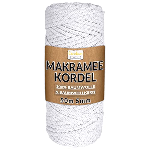 Creative Deco 50m Weiße Makramee Garn | 5 mm Dicke | 164 Fuß Baumwollkordel Baumwollschnur Baumwollgarn Kordel Baumwolle Makramee Cord Große Seil Rolle Starke | für Basteln DIY Handwerk & Stricken Creative Deco 50m Weiße Makramee Garn | 5 mm Dicke | 164 Fuß Baumwollkordel Baumwollschnur Baumwollgarn Kordel Baumwolle Makramee Cord Große Seil Rolle Starke | für Basteln DIY Handwerk & Stricken von Creative Deco