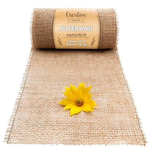 Creative Deco Juteband Jute Tischläufer | Rolle 30 cm x 10 m | Hochzeitsdeko Dekoration | Breit Naturbrauner Stoff | Kunst und Handwerk | Jutestoff Tischband | Dekorativer Boho Band Creative Deco Juteband Jute Tischläufer | Rolle 30 cm x 10 m | Hochzeitsdeko Dekoration | Breit Naturbrauner Stoff | Kunst und Handwerk | Jutestoff Tischband | Dekorativer Boho Band von Creative Deco