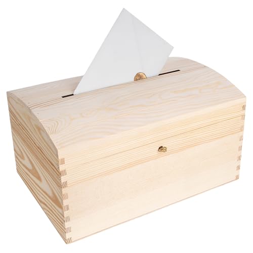 Creative Deco Kartenbox Hochzeit Holzkiste mit Deckel | 34,5 x 24 x 19 cm | Geldgeschenke Holzbox mit Schlitz, Schloss und Schlüssel Geschenkkarten Box Geldbox Briefbox Kasten | Lagerung Spendenbox Creative Deco Kartenbox Hochzeit Holzkiste mit Deckel | 34,5 x 24 x 19 cm | Geldgeschenke Holzbox mit Schlitz, Schloss und Schlüssel Geschenkkarten Box Geldbox Briefbox Kasten | Lagerung Spendenbox von Creative Deco