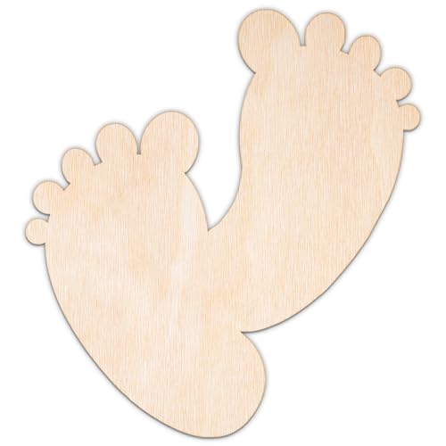 Creative Deco Personalisierte Babyparty Deko aus Sperrholz 3mm | 2 Füßchen | 10-100 cm | Baby Shower Baby Party Dekoration | Lasergeschnittene Sperrholzausschnitte für Decoupage, zum Bemalen von Creative Deco