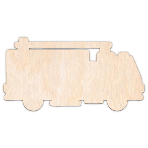Creative Deco Personalisierte Fahrzeuge Sperrholz 3mm | Feuerwehrauto | 5-100 cm | Transportmittel Holz Formen | Wand Deko Bastelset | Lasergeschnittene Sperrholzausschnitte für Decoupage, zum Basteln von Creative Deco