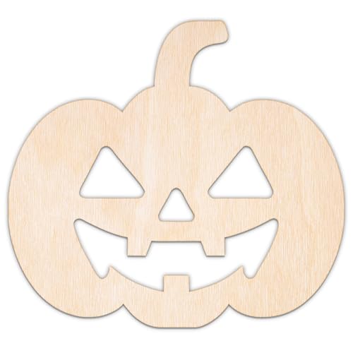 Creative Deco Personalisierte Holzscheiben Anhänger Halloween Deko Sperrholz 3mm | Böse Kürbis | 5-100 cm | Lasergeschnittene Sperrholzausschnitte für Decoupage, zum Bemalen, Basteln von Creative Deco