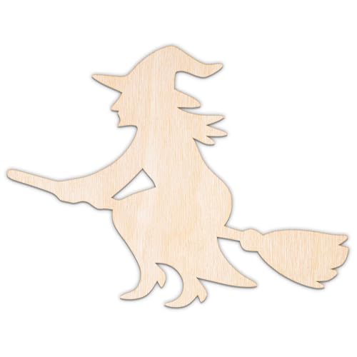 Creative Deco Personalisierte Holzscheiben Anhänger Halloween Deko Sperrholz 3mm | Hexe | 5-100 cm | Lasergeschnittene Sperrholzausschnitte für Decoupage, zum Bemalen, Basteln von Creative Deco