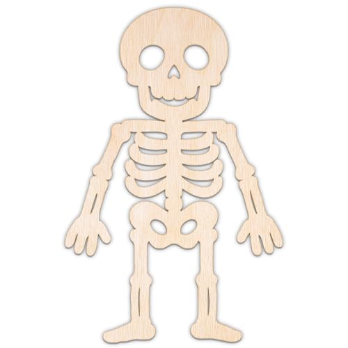 Creative Deco Personalisierte Holzscheiben Anhänger Halloween Deko Sperrholz 3mm | Skelett | 5-100 cm | Lasergeschnittene Sperrholzausschnitte für Decoupage, zum Bemalen, Basteln von Creative Deco