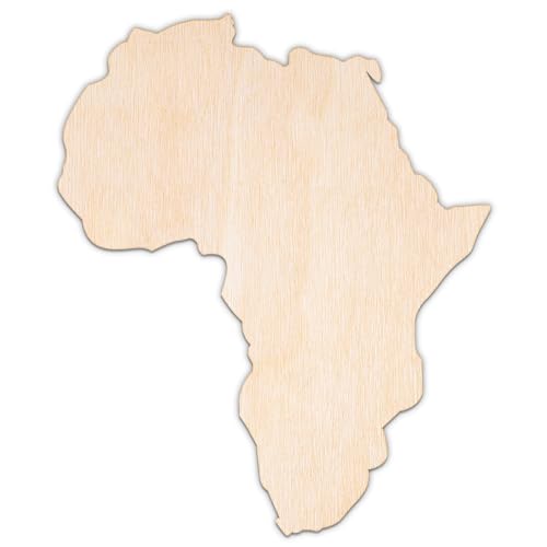 Creative Deco Personalisierte Holzscheiben Anhänger Sperrholz 3mm | Afrika | 5-100 cm | Kontinente Holz Wanddeko | Lasergeschnittene Sperrholzausschnitte für Decoupage, zum Bemalen, Basteln von Creative Deco