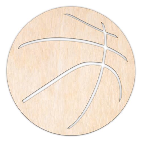Creative Deco Personalisierte Holzscheiben Anhänger Sperrholz 3mm | Basketball | 5-100 cm | Holz Wanddeko Kinderzimmer | Lasergeschnittene Sperrholzausschnitte für Decoupage, zum Bemalen, Basteln von Creative Deco