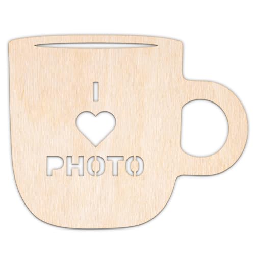 Creative Deco Personalisierte Holzscheiben Anhänger Sperrholz 3mm | Becher I love photo | 5-100 cm | Holz Wanddeko Kinderzimmer | Lasergeschnittene Sperrholzausschnitte für Decoupage, zum Bemalen von Creative Deco