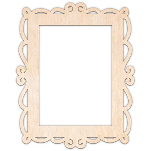 Creative Deco Personalisierte Holzscheiben Anhänger Sperrholz 3mm | Bilderrahmen 2 | 5-100 cm | Holz Wanddeko Kinderzimmer | Lasergeschnittene Sperrholzausschnitte für Decoupage, zum Bemalen, Basteln von Creative Deco