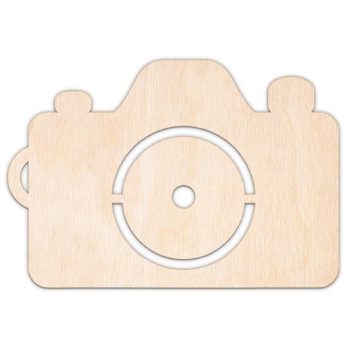 Creative Deco Personalisierte Holzscheiben Anhänger Sperrholz 3mm | Fotoapparat | 5-100 cm | Holz Wanddeko Kinderzimmer | Lasergeschnittene Sperrholzausschnitte für Decoupage, zum Bemalen, Basteln von Creative Deco