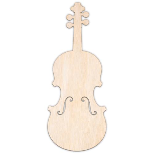 Creative Deco Personalisierte Holzscheiben Anhänger Sperrholz 3mm | Geige | 5-100 cm | Holz Wanddeko Kinderzimmer | Lasergeschnittene Sperrholzausschnitte für Decoupage, zum Bemalen, Basteln von Creative Deco