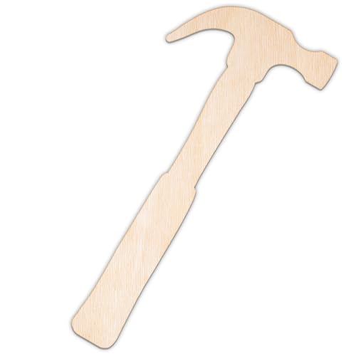 Creative Deco Personalisierte Holzscheiben Anhänger Sperrholz 3mm | Hammer 2 | 5-100 cm | Holz Wanddeko Kinderzimmer | Lasergeschnittene Sperrholzausschnitte für Decoupage, zum Bemalen, Basteln von Creative Deco
