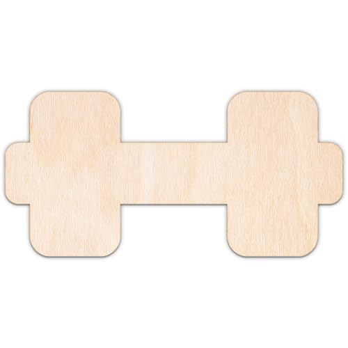 Creative Deco Personalisierte Holzscheiben Anhänger Sperrholz 3mm | Hantel | 5-100 cm | Holz Wanddeko Kinderzimmer | Lasergeschnittene Sperrholzausschnitte für Decoupage, zum Bemalen, Basteln von Creative Deco