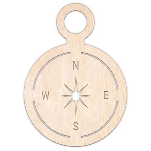 Creative Deco Personalisierte Holzscheiben Anhänger Sperrholz 3mm | Kompass | 5-100 cm | Holz Wanddeko Kinderzimmer | Lasergeschnittene Sperrholzausschnitte für Decoupage, zum Bemalen, Basteln von Creative Deco