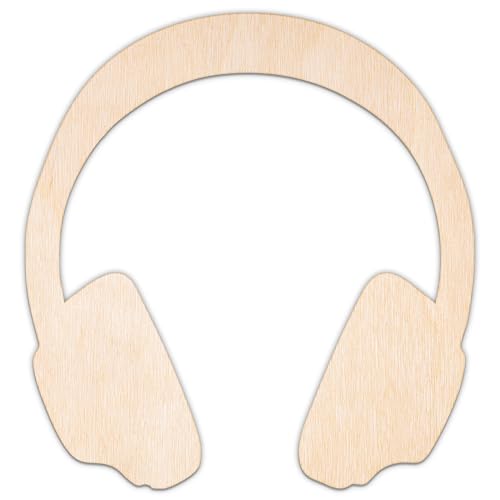 Creative Deco Personalisierte Holzscheiben Anhänger Sperrholz 3mm | Kopfhörer | 5-100 cm | Holz Wanddeko Kinderzimmer | Lasergeschnittene Sperrholzausschnitte für Decoupage, zum Bemalen, Basteln von Creative Deco